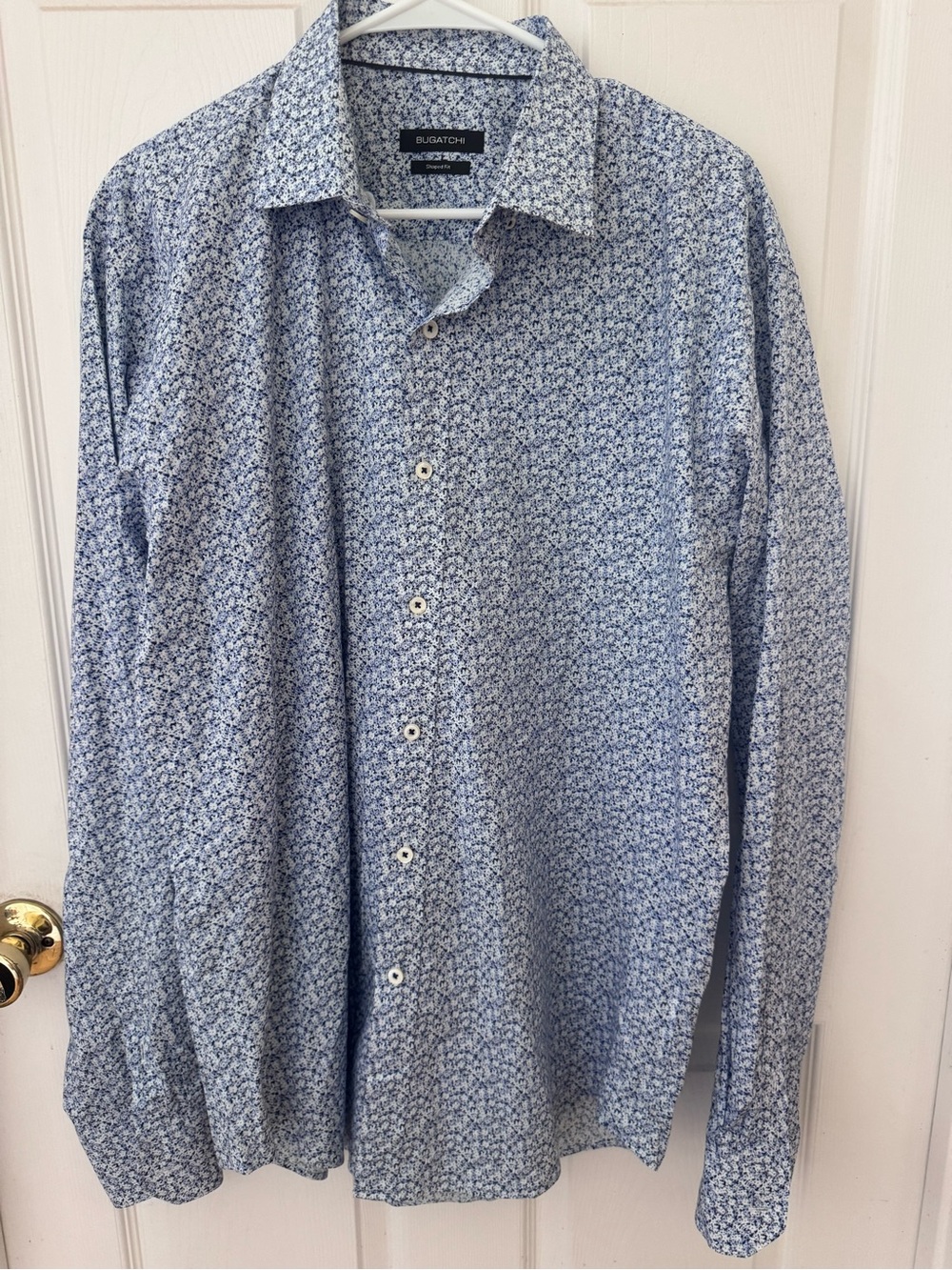 Bugatchi Light Blue Micro-Print Dress Shirt-Men’s Size L